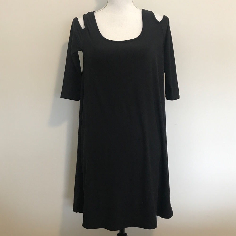 Planet Gold Cold Shoulder Stretch Tunic Dress